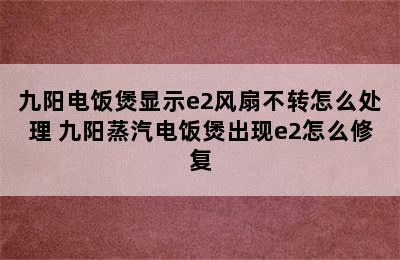 九阳电饭煲显示e2风扇不转怎么处理 九阳蒸汽电饭煲出现e2怎么修复